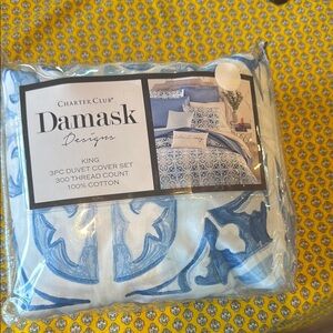 Charter Club Blue and White Damask Duvet Cover